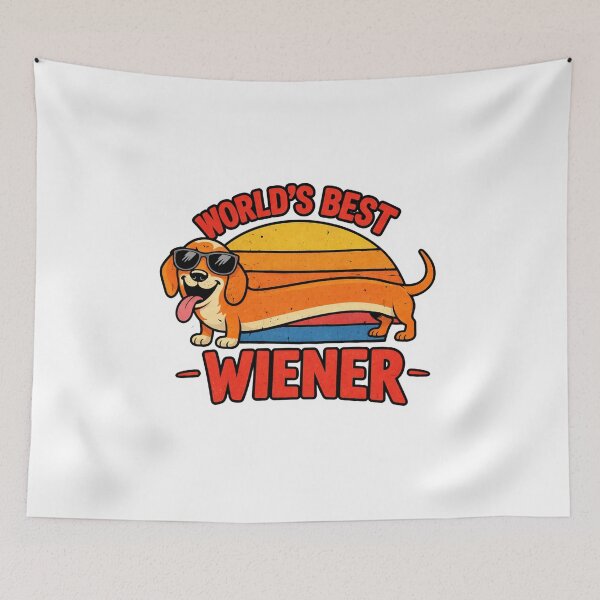 Item preview, Funny Wiener Dog Die Cut Sticker, World's Best Wiener, Long Dachshund Meme, Retro Sausage Dog, Dog Lover Gift designed and sold by VibeOffline Studio.