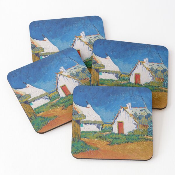 Item preview, Three White Cottages in Saintes Maries by Vincent van Gogh: Vibrant Rural Poster designed and sold by artofuniverse.