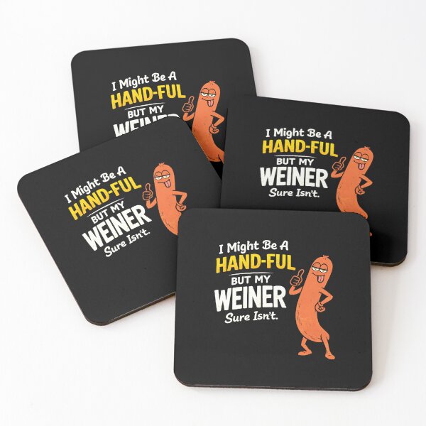 Item preview, Funny Adult Humor Sticker, I Might Be A Handful But My Wiener Sure Isn’t, Sarcastic Meme Design, Inappropriate Joke Gift designed and sold by VibeOffline Studio.