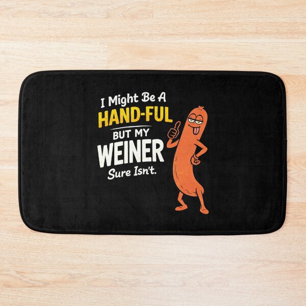 Item preview, Funny Adult Humor Sticker, I Might Be A Handful But My Wiener Sure Isn’t, Sarcastic Meme Design, Inappropriate Joke Gift designed and sold by VibeOffline Studio.
