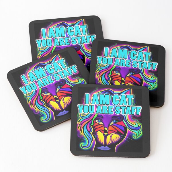 Item preview, I Am Cat You Are Staff / Funny Neon Psychedelic Cat Art designed and sold by ZunZunArt.