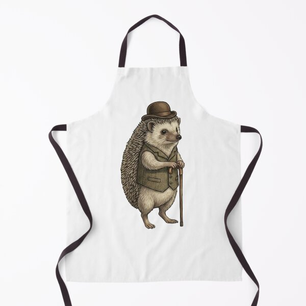Item preview, Dapper Hedgehog Bowler Hat Cane Animal Lover designed and sold by AntiqueImages.