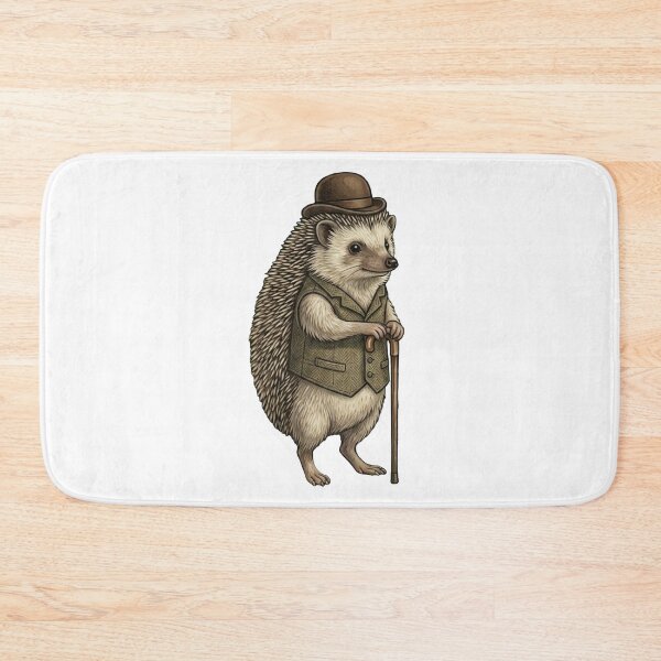 Item preview, Dapper Hedgehog Bowler Hat Cane Animal Lover designed and sold by AntiqueImages.