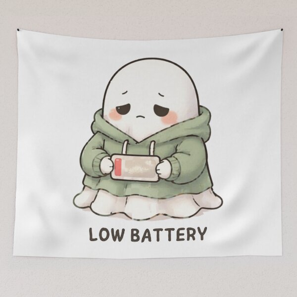 Item preview, Low Battery Ghost | Cute Kawaii Aesthetic | Low Energy Mood Design designed and sold by The Mood Index.
