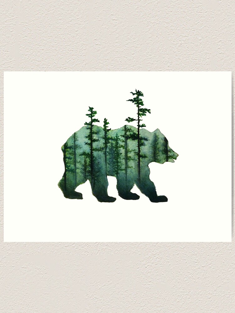 Bear and Forest Painting | Art Print Bear and Forest Painting | Art Print