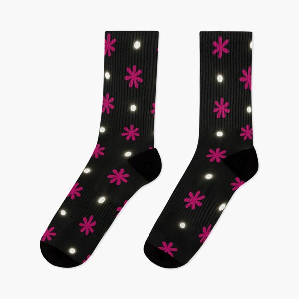 Item preview, Hot Pink Daisy and Sparkle Polka Dot Pattern on Black Cute Girly Design designed and sold by daila70.