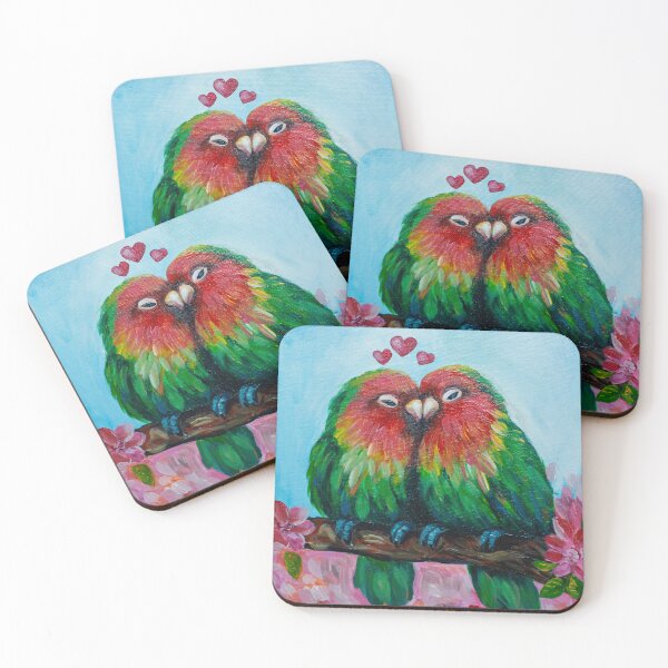 Item preview, Tropical Lovebirds in bloom designed and sold by Agnieszka Gajewska art.