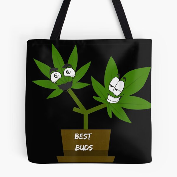 Aperçu de l'œuvre Meilleurs amis - Art humoristique sur le cannabis, les feuilles de marijuana, la consommation d'herbe et l'amitié créée et vendue par StanaLuis.