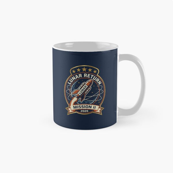 Artikelvorschau, Abzeichen der Mondrückkehrmission | Retro-Weltraumforschungsabzeichen | Raketen-Mond-Design entworfen und verkauft von KAYJAY DESIGNS.