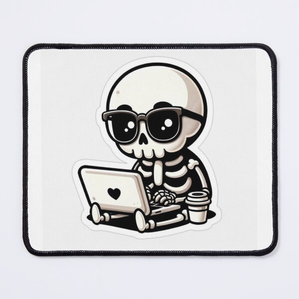Item preview, Dead-icated Worker" – Cute Kawaii Skeleton Sticker designed and sold by UrbanCanvas 111.