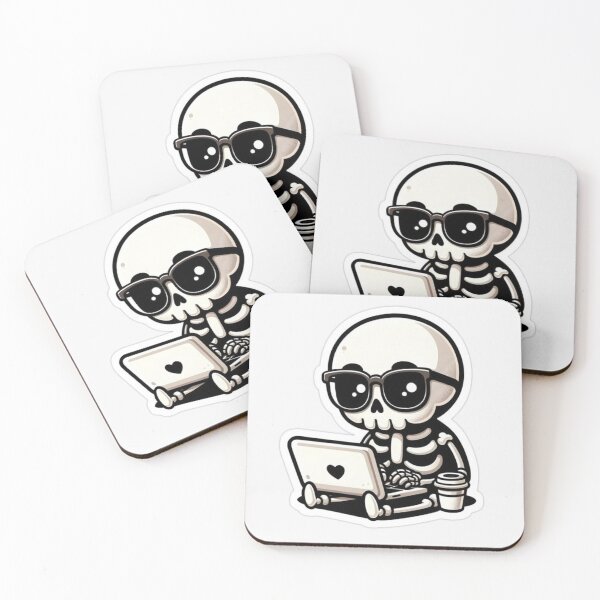 Item preview, Dead-icated Worker" – Cute Kawaii Skeleton Sticker designed and sold by UrbanCanvas 111.