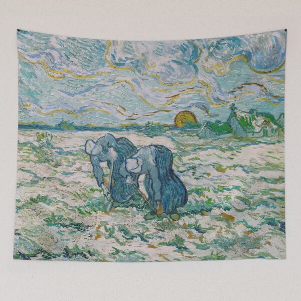 Item preview, Two Peasant Women by Vincent van Gogh: Post Impressionist Fine Art Print designed and sold by artofuniverse.