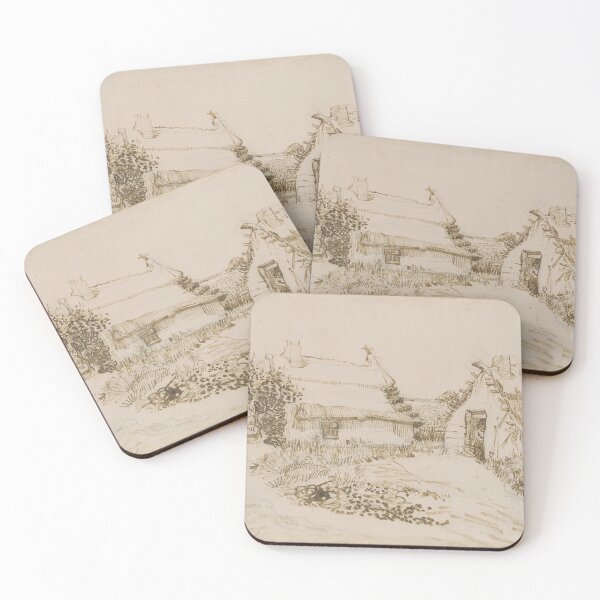 Item preview, Two Cottages at Saintes Maries De La Mer by Vincent van Gogh: Rustic Ink Study designed and sold by artofuniverse.