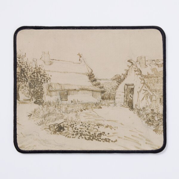 Item preview, Two Cottages at Saintes Maries De La Mer by Vincent van Gogh: Rustic Ink Study designed and sold by artofuniverse.