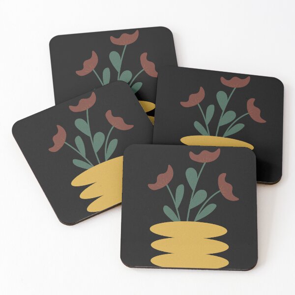 Artikelvorschau, Abstrakte, strukturierte Illustration stilisierter Blumen in einer Vase auf schwarzem Hintergrund. entworfen und verkauft von TaniaArtDesign.