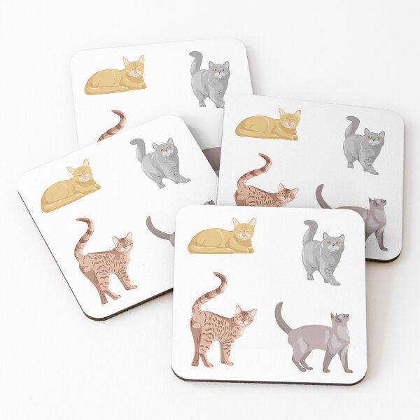 Item preview, Different types of cats are shown in a simple arrangement with various poses and colors in a playful setting designed and sold by Ms. Iryna.