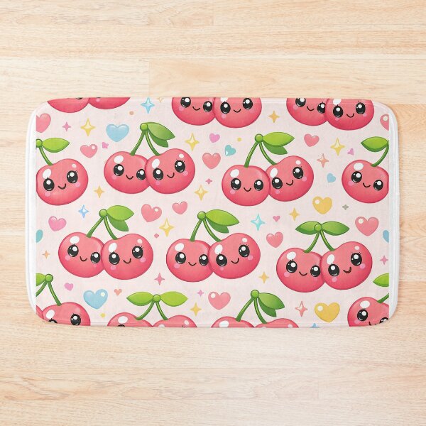 Item preview, Kawaii pattern of smiling cherries designed and sold by Imprearte.