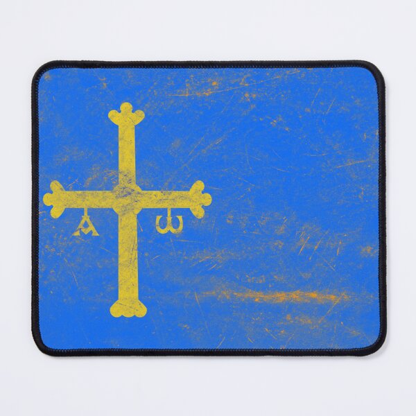 Item preview, Asturias Flag Metal Texture | Golden Cross Blue Metal Design designed and sold by RoyalMerchantShop.