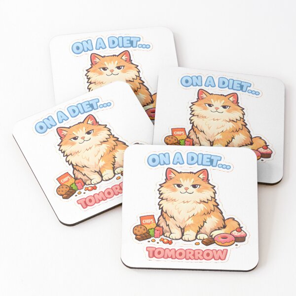 Item preview, On a Diet… Tomorrow – Funny Fluffy Cat Sticker designed and sold by Bettybee00.