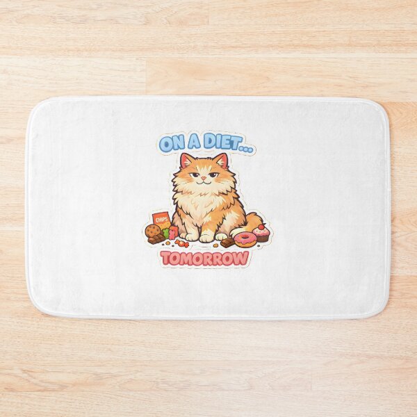 Item preview, On a Diet… Tomorrow – Funny Fluffy Cat Sticker designed and sold by Bettybee00.