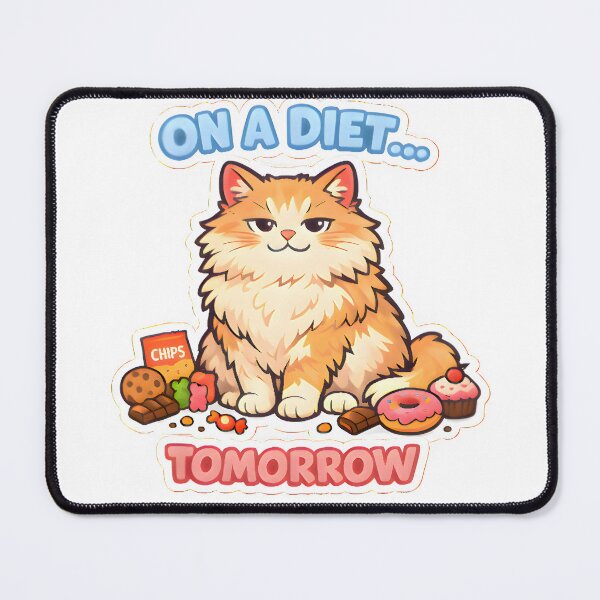 Item preview, On a Diet… Tomorrow – Funny Fluffy Cat Sticker designed and sold by Bettybee00.