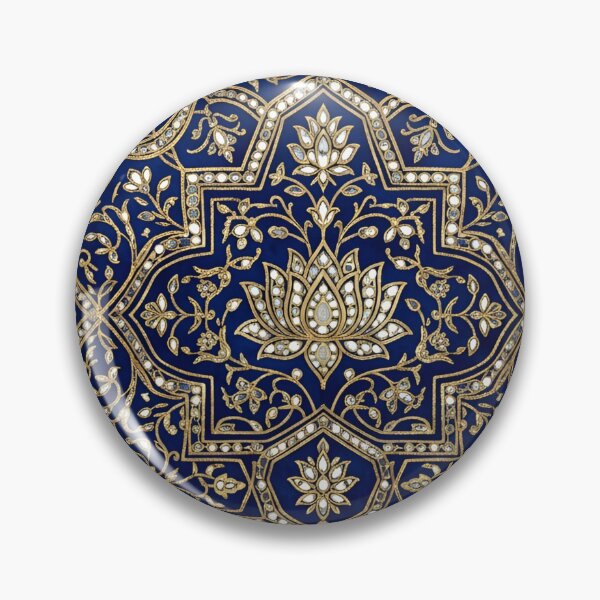 Item preview, Royal Rajput Shish Mahal Blue Gold Pattern designed and sold by RajRang.