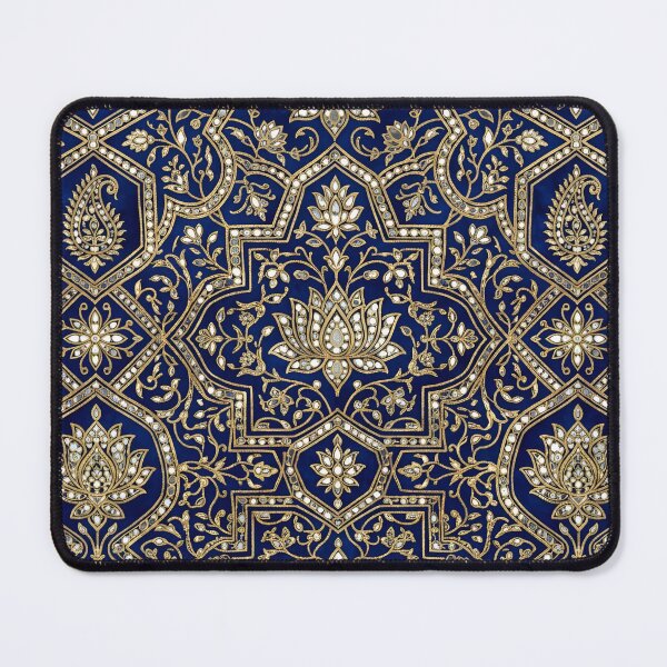 Item preview, Royal Rajput Shish Mahal Blue Gold Pattern designed and sold by RajRang.