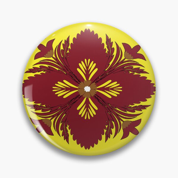 Item preview, Royal yellow and brown floral medallion pattern  designed and sold by AdesignbyG.