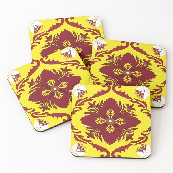 Item preview, Royal yellow and brown floral medallion pattern  designed and sold by AdesignbyG.