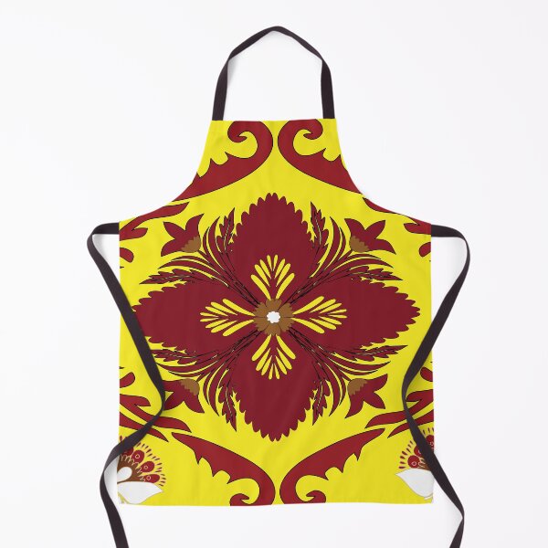Item preview, Royal yellow and brown floral medallion pattern  designed and sold by AdesignbyG.