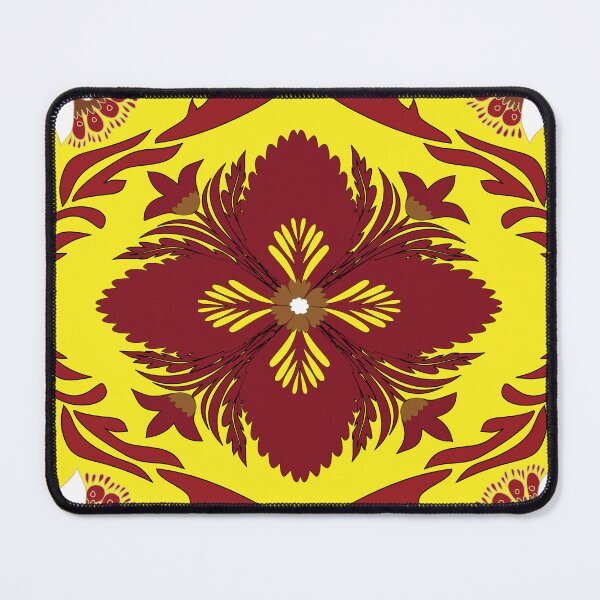 Item preview, Royal yellow and brown floral medallion pattern designed and sold by AdesignbyG.