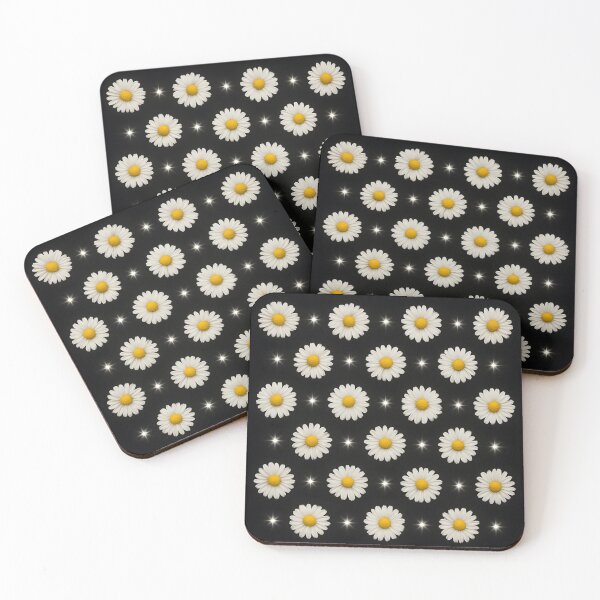 Item preview, White Daisy and Star Pattern on Black Background Cute Night Floral Design designed and sold by daila70.