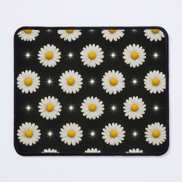 Item preview, White Daisy and Star Pattern on Black Background Cute Night Floral Design designed and sold by daila70.