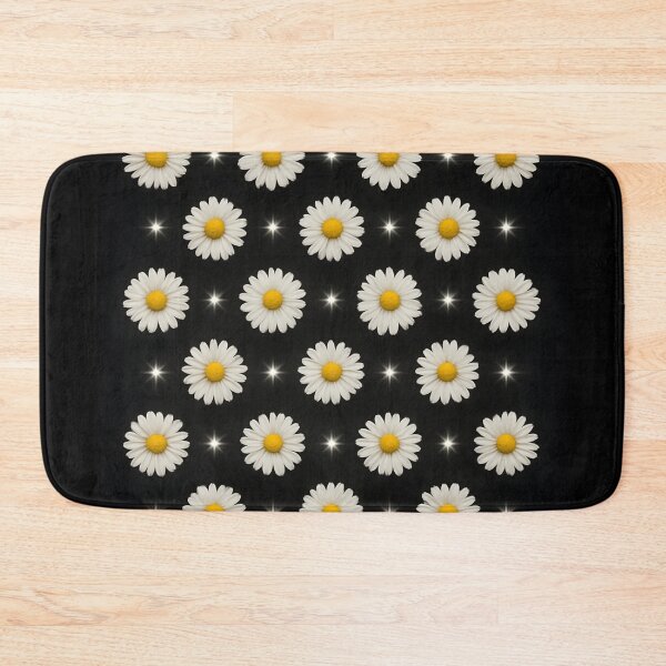 Item preview, White Daisy and Star Pattern on Black Background Cute Night Floral Design designed and sold by daila70.