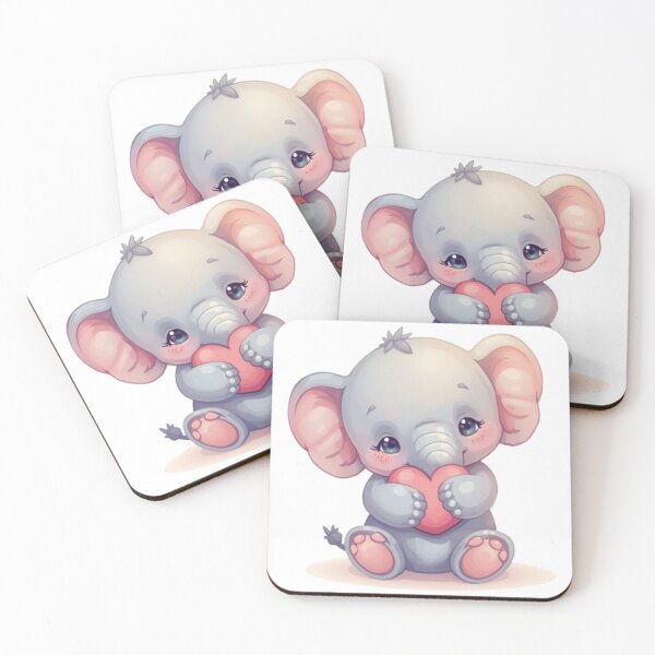 Item preview, Cute Baby Elephant Holding Heart – Kawaii Pastel Sticker, Love Gift designed and sold by DigitfanStudio.
