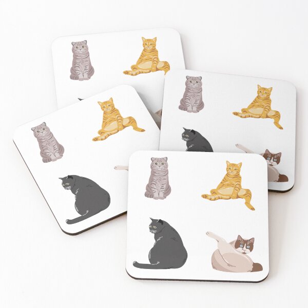 Item preview, Different types of cats sitting and resting in various positions on a white background during daytime hours designed and sold by Ms. Iryna.
