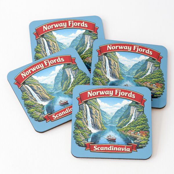 Item preview, Norway, Fjords Scandinavia - Waterfalls & Cliffside Village designed and sold by Myra365Art.