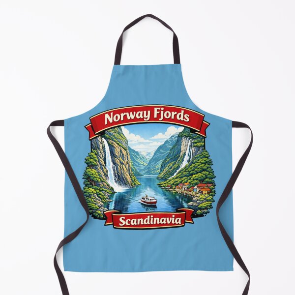 Item preview, Norway, Fjords Scandinavia - Waterfalls & Cliffside Village designed and sold by Myra365Art.
