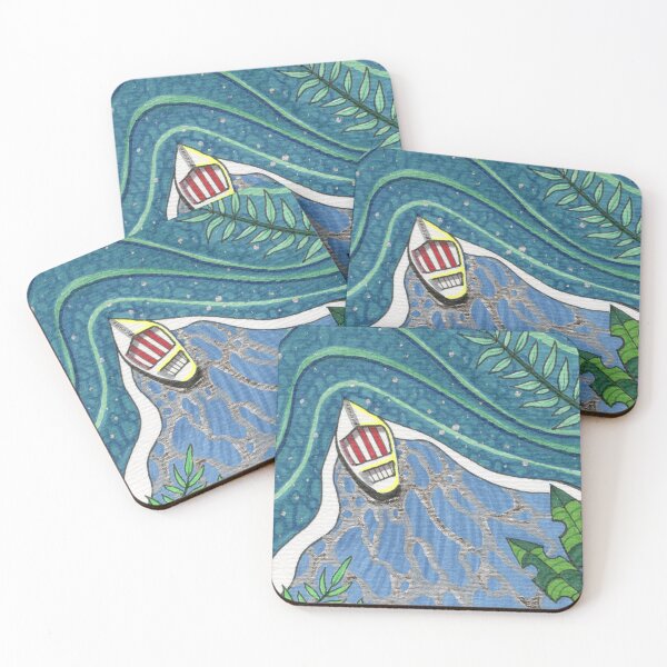 Item preview, Tropical Voyager - Abstract Jungle River Boat Illustration  designed and sold by Cass Harker Studio.