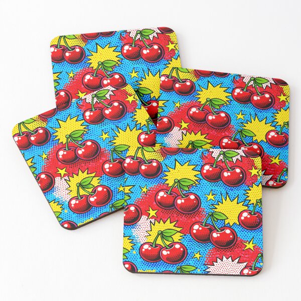 Item preview, Pop art cherries on a vibrant background designed and sold by Imprearte.