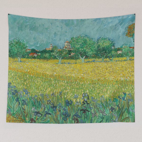 Item preview, View of Arles With Irises by Vincent van Gogh: Post Impressionist Landscape designed and sold by artofuniverse.