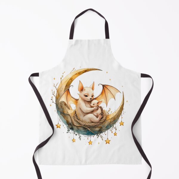 Item preview, Cute Bat Mom and Baby Sitting on Crescent Moon Watercolor designed and sold by AQUILAKREO.