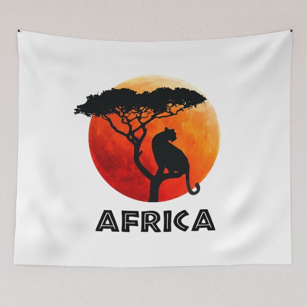 Item preview, African Blood Moon with Panther | Savanna Sunset designed and sold by MammothArt.