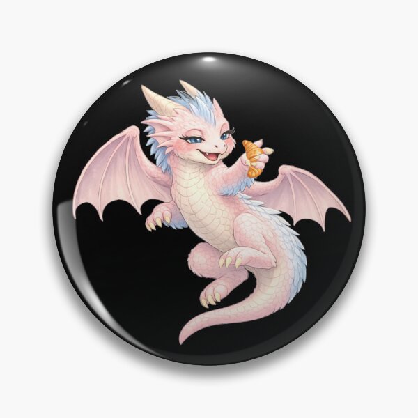 Item preview, Cute Pink Baby Dragon with Croissant designed and sold by Hatchling Hollow.