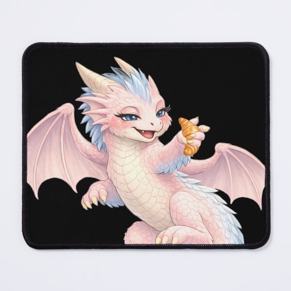 Item preview, Cute Pink Baby Dragon with Croissant designed and sold by Hatchling Hollow.