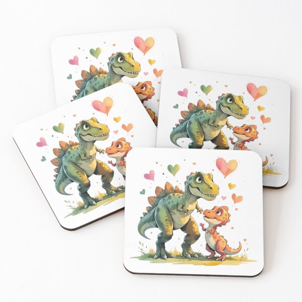 Item preview, Cute MamaSaurus T-Rex Dinosaur Mom and Baby with Hearts Watercolor designed and sold by AQUILAKREO.