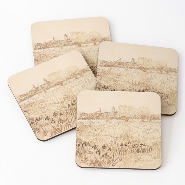 Item preview, View of Arles by Vincent van Gogh: Sepia Landscape Fine Art Print designed and sold by artofuniverse.