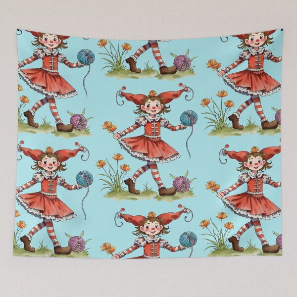Item preview, Whimsical yarn clown fairy girl knitter knitting crochet crafts designed and sold by BigMRanch.