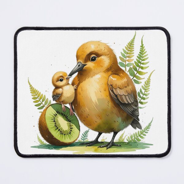 Item preview, Cute Kiwi Bird Mom and Baby Sitting on Kiwi Fruit Slice Watercolor designed and sold by AQUILAKREO.