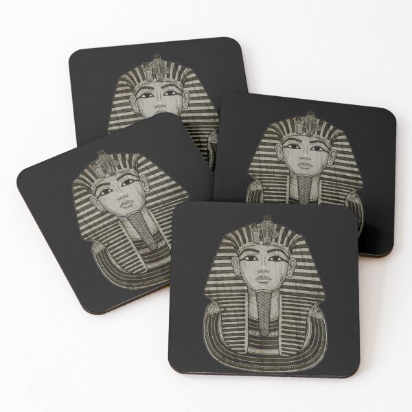 Item preview, A stylized, distressed wood-texture illustration of Tutankhamun’s golden mask. designed and sold by Hanna. J.